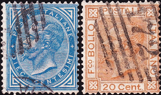 Италия 1877 год . Король Виктор Эммануил II , часть серии . Каталог 9,25 фунтов.